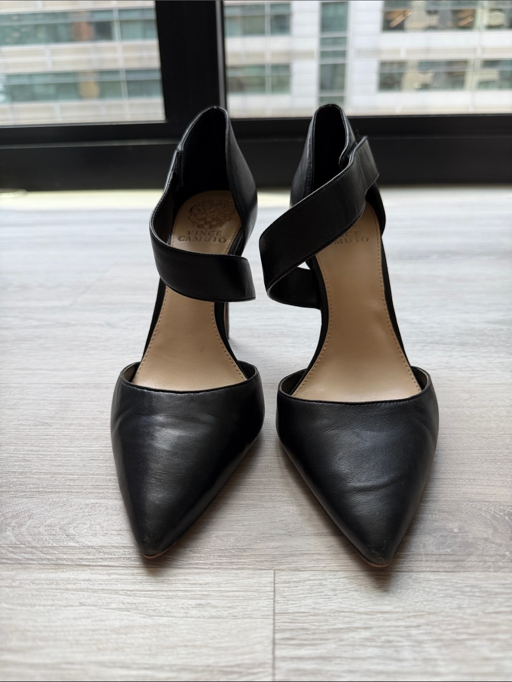 Vince Camuto Black Pointed-Toe Strappy Stiletto Heels - Picture 5 of 6